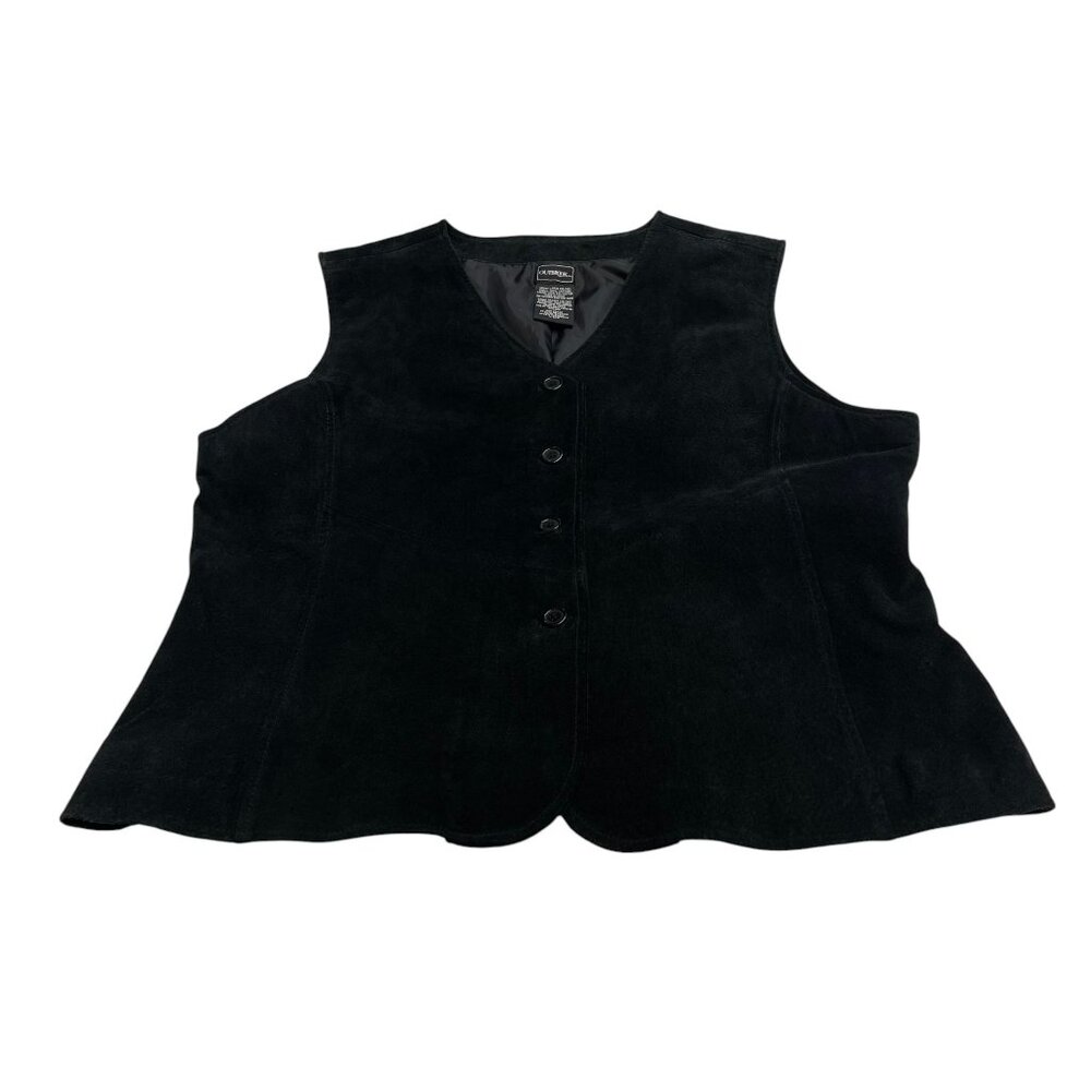 Vintage Outbrook Black Suede Leather Vest Size Large 12/14 Western Style Lined - Picture 6 of 10